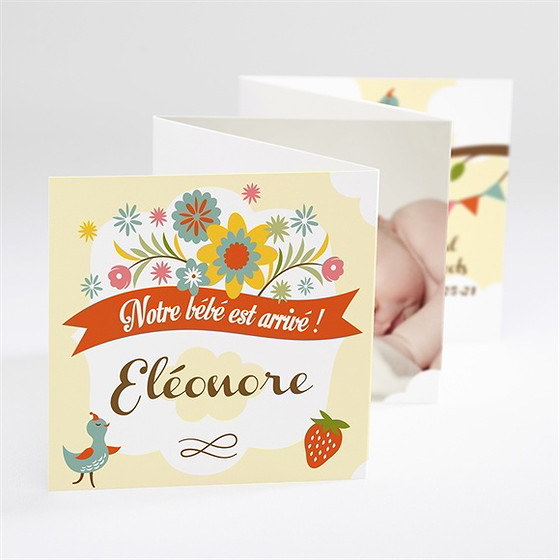 Faire-part naissance annonce fleurie