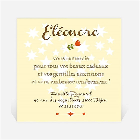 Remerciement naissance annonce fleurie