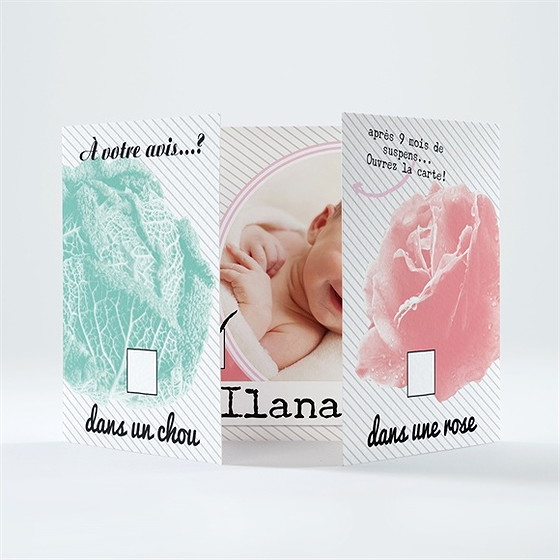 Faire-part naissance dans une rose