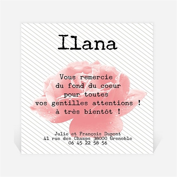 Remerciement naissance Dans une Rose réf.N300181