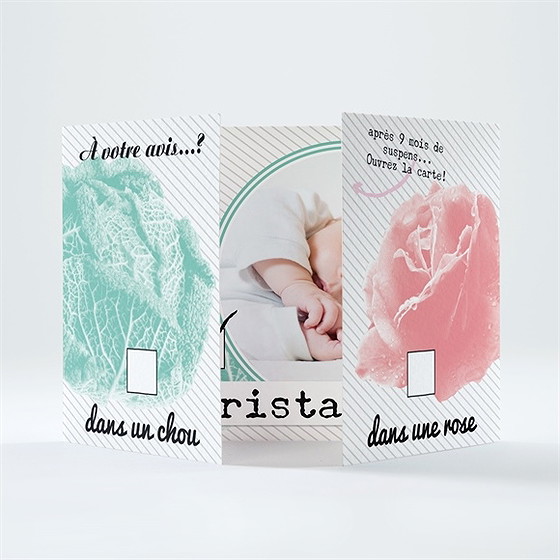 Faire-part naissance dans un chou