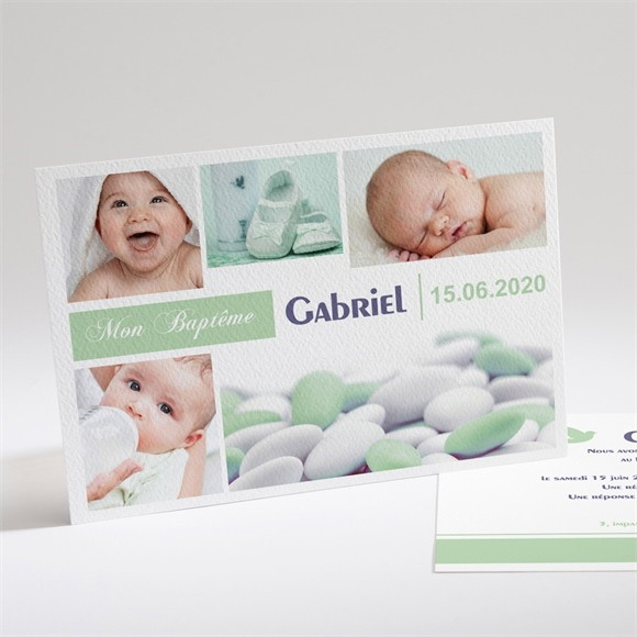 Faire-part de baptême 5 photos réf.N14128