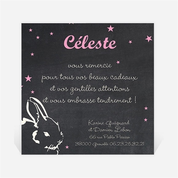 Remerciement naissance Petit Lapin ardoise réf.N300200