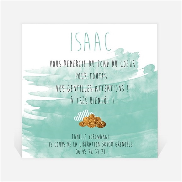 Remerciement naissance Belle aquarelle vintage réf.N300201