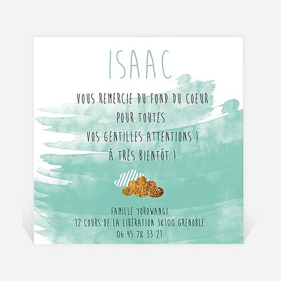 Remerciement naissance belle aquarelle vintage