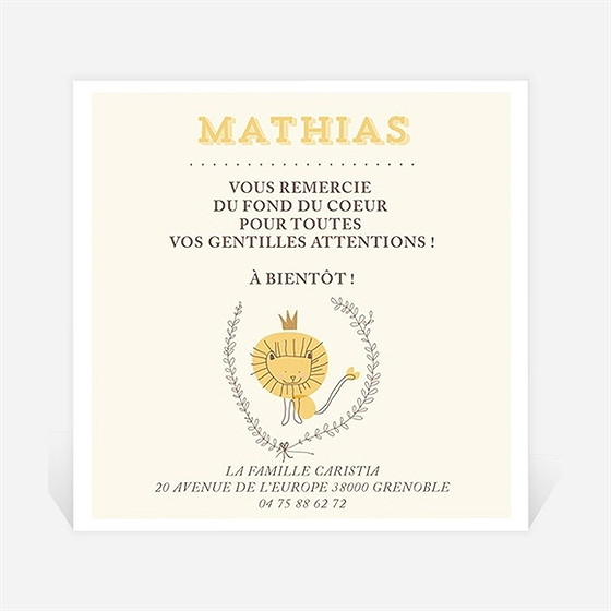 Remerciement naissance le roi lion