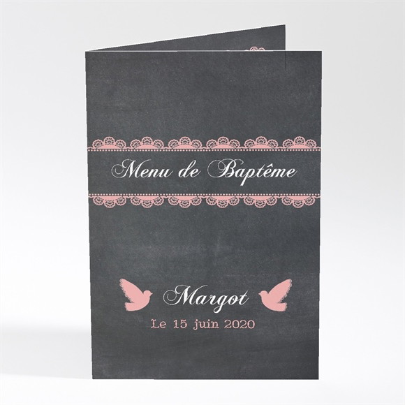 Menu baptême Ardoise pour filles réf.N401320