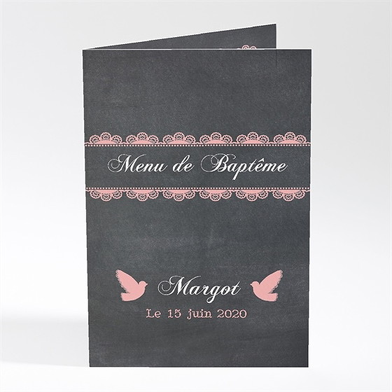Menu baptême ardoise pour filles
