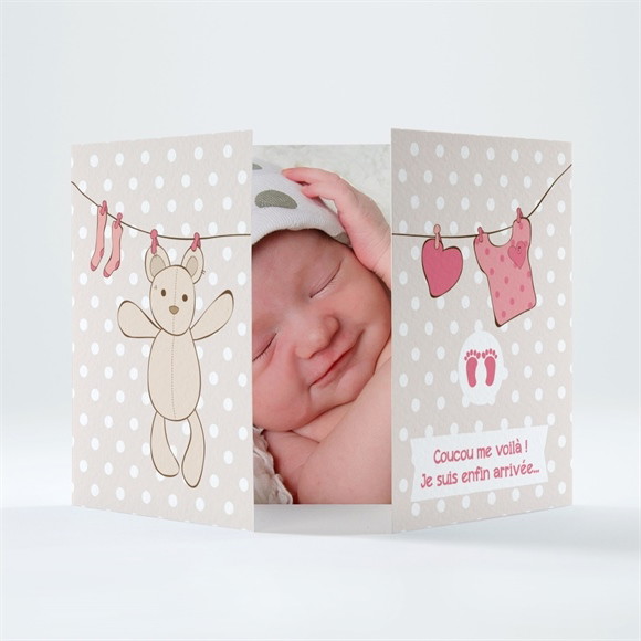 Faire-part naissance Fil à linge illustré réf.N70137