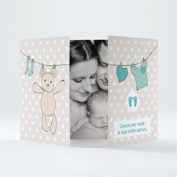 Faire-part naissance File à linge mignon réf.N70138
