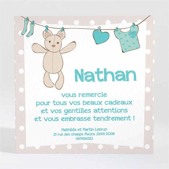 Remerciement naissance File à linge mignon réf.N300207