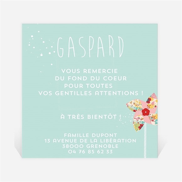 Remerciement naissance Dans le Vent jouet réf.N300210