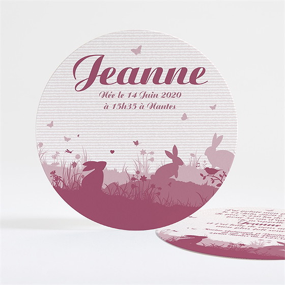Faire-part naissance rond animaux buccoliques