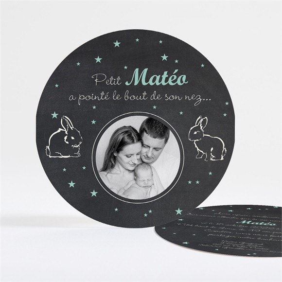 Faire-part naissance Petit Lapin rond réf.N32112