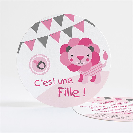 Faire-part naissance petite lionne illustrée