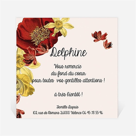 Remerciement naissance photo inscription originale