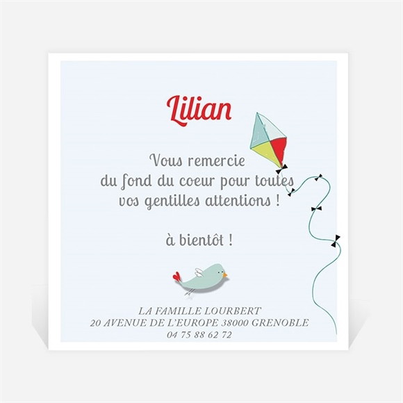 Remerciement naissance Cerf Volant réf.N300227
