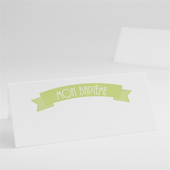 Marque-place baptême cadre motifs géométriques