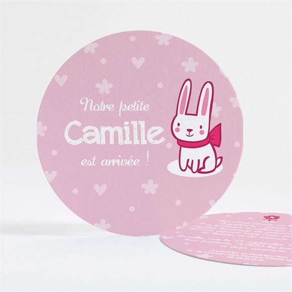 Faire-part naissance Joli lapin rose réf.N32120