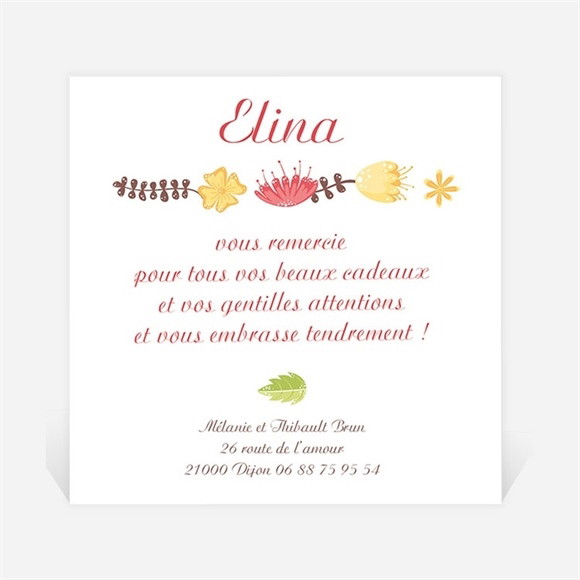 Remerciement naissance Rond fleuri naissance réf.N300231