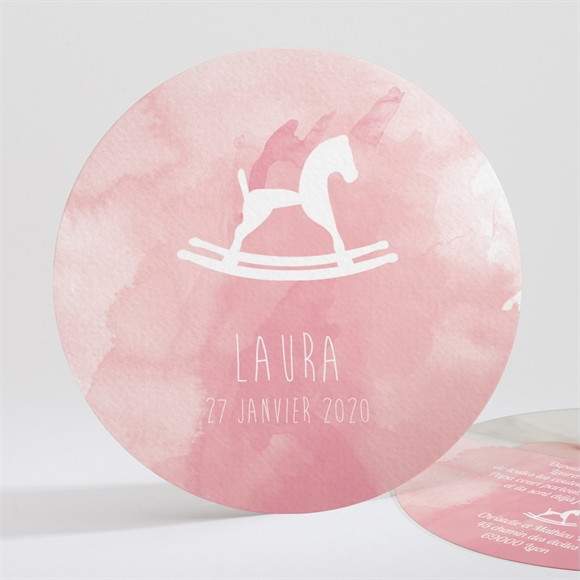 Faire-part naissance Cheval à bascule  aquarelle réf.N32124