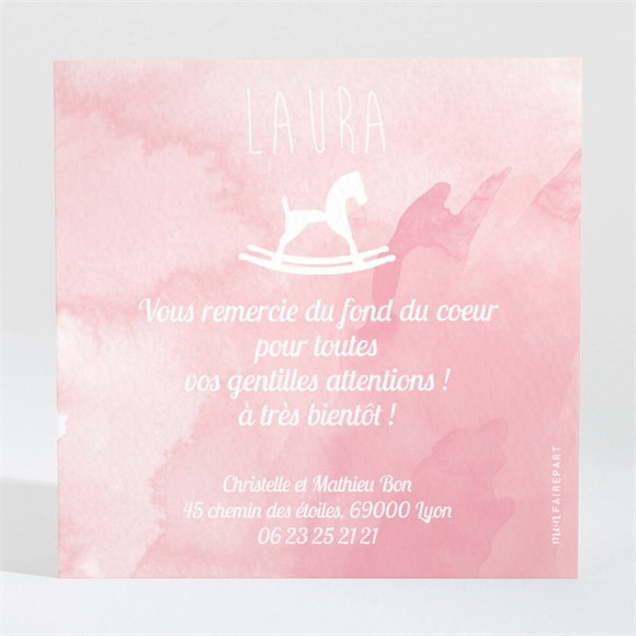 Remerciement naissance Cheval à bascule  aquarelle réf.N300232