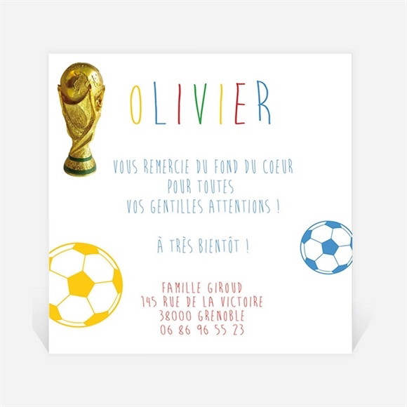 Remerciement naissance Champion du Monde réf.N300237