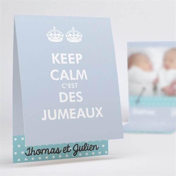 Faire-part naissance Keep calm voilà les jumeaux réf.N50137