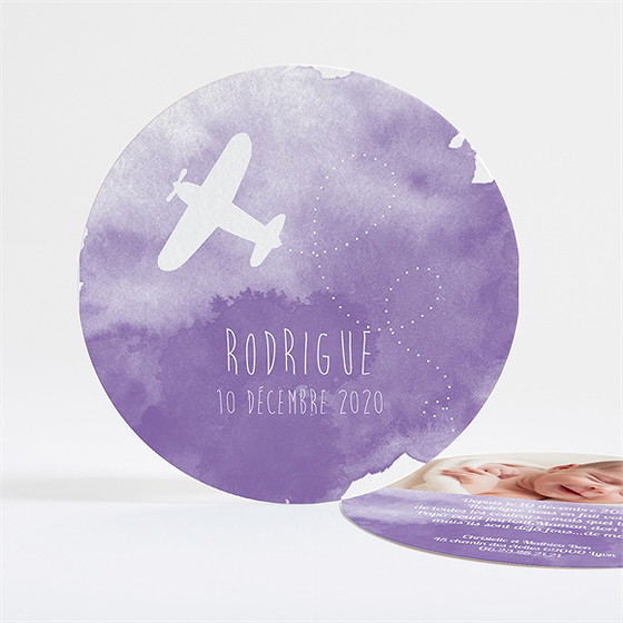 Faire-part naissance avion en aquarelle