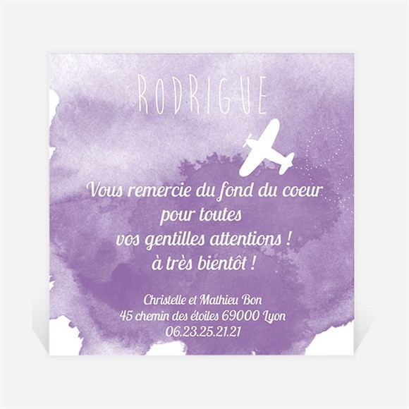 Remerciement naissance Avion en aquarelle réf.N300244