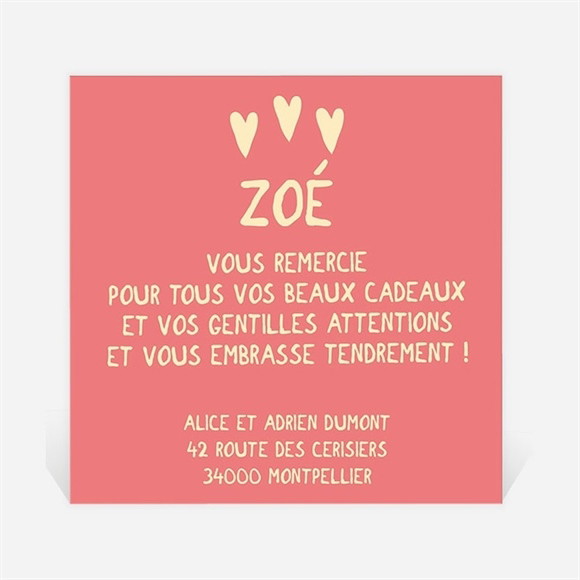 Remerciement naissance Motifs coeurs en rond réf.N300246