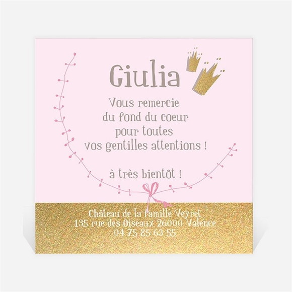 Remerciement naissance Annonce naissance Princesse réf.N300248