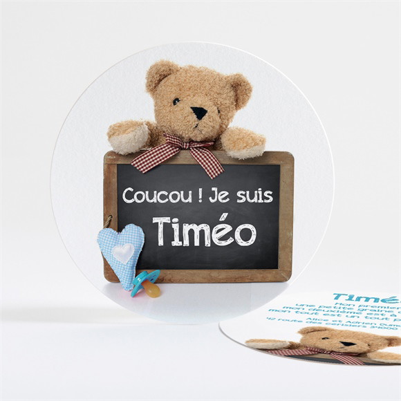 Faire-part naissance Coucours Nounours Lui réf.N32135