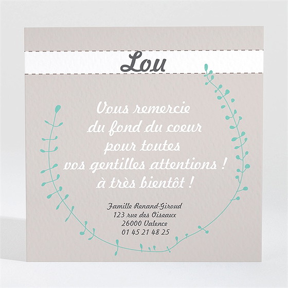 Remerciement naissance taupe couronne laurier