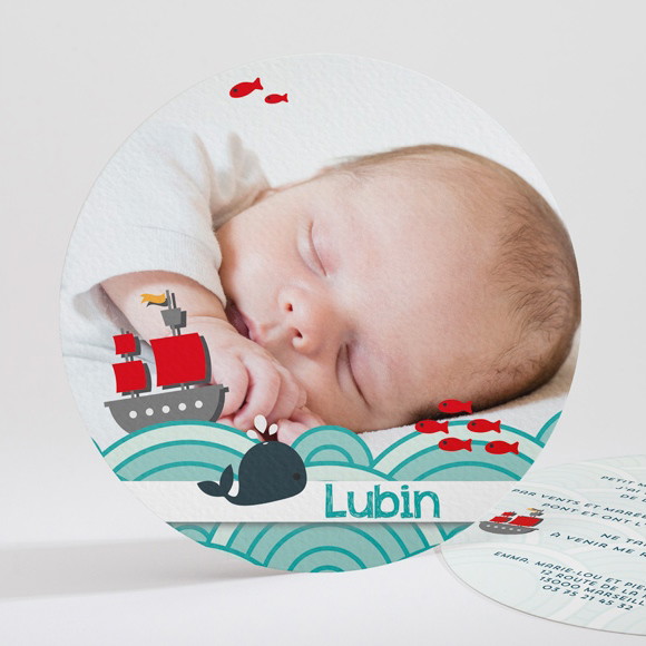 Faire-part naissance Faire part rond marin photo réf.N32139