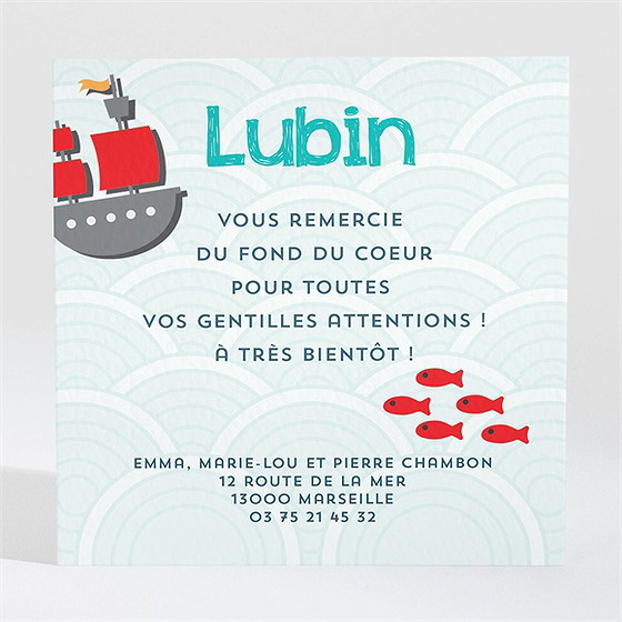 Remerciement naissance faire part rond marin photo