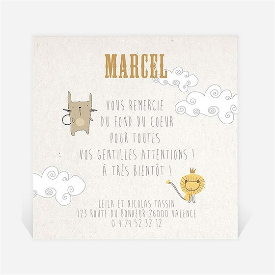 Remerciement naissance on compte avec les animaux