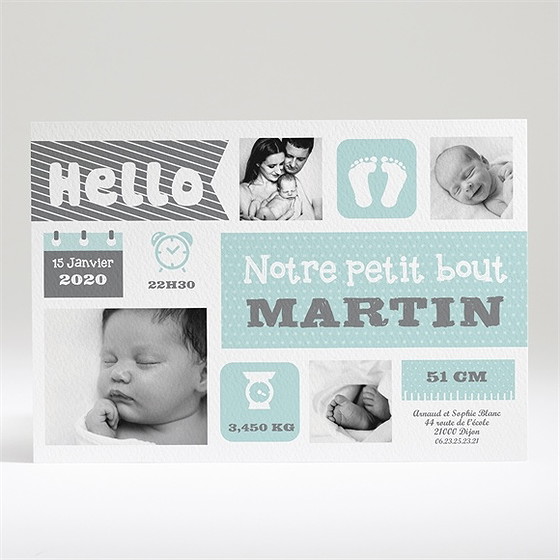 Faire-part naissance hello tendance