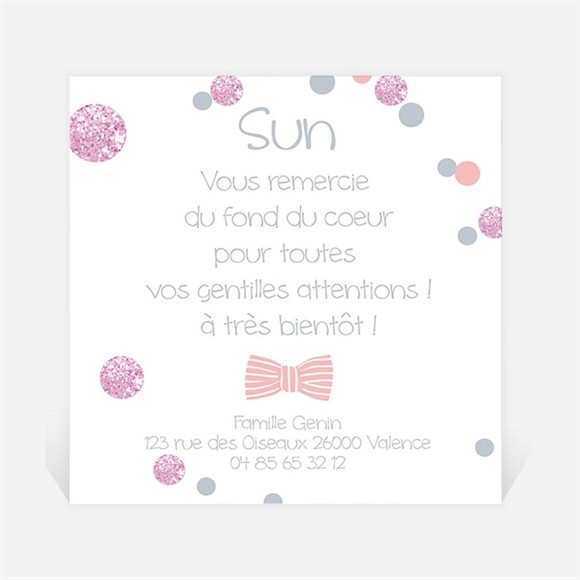 Remerciement naissance Pastilles et confettis réf.N300264