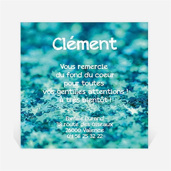 Remerciement naissance carte originale verte