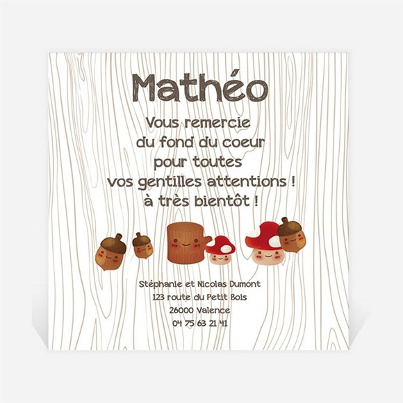 Remerciement naissance La tribu des champignons réf.N300271