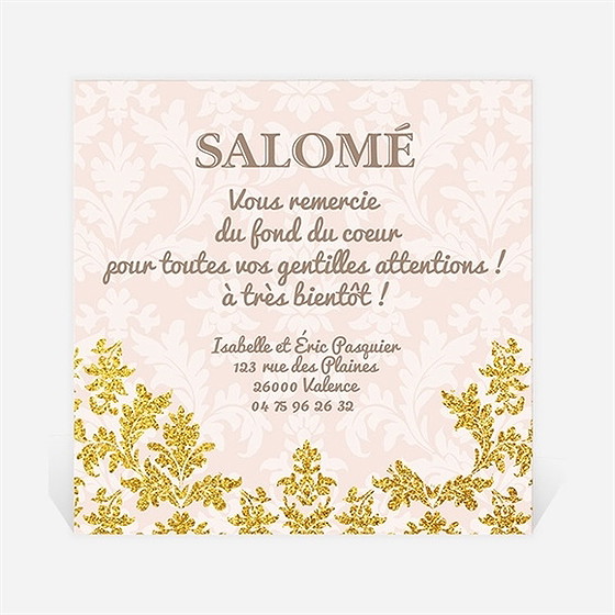 Remerciement naissance feuillages dorés