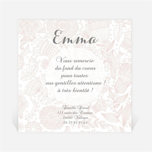 Remerciement naissance En filigrane réf.N300280