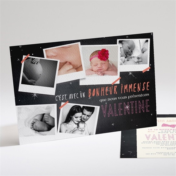 Faire-part naissance Photos sur ardoise original réf.N14133