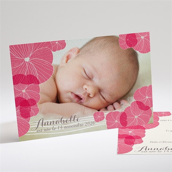 Faire-part naissance couvert de fleurs