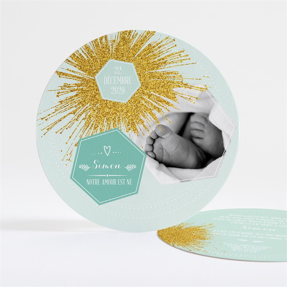 Faire-part naissance Feu d'artifice doré réf.N32151