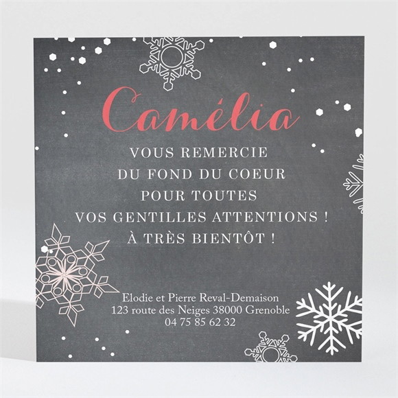 Remerciement naissance Belle Nouvelle d'Hiver réf.N300290