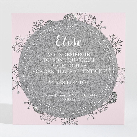 Remerciement naissance Princesse des Neiges réf.N300291
