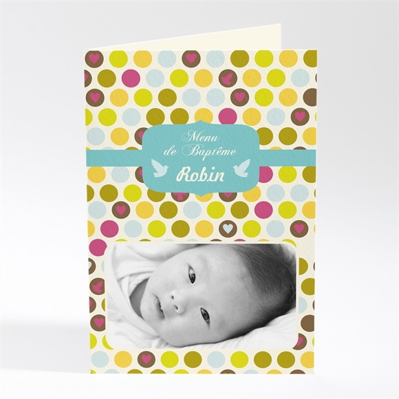 Menu baptême Confettis et petis pois réf.N401333