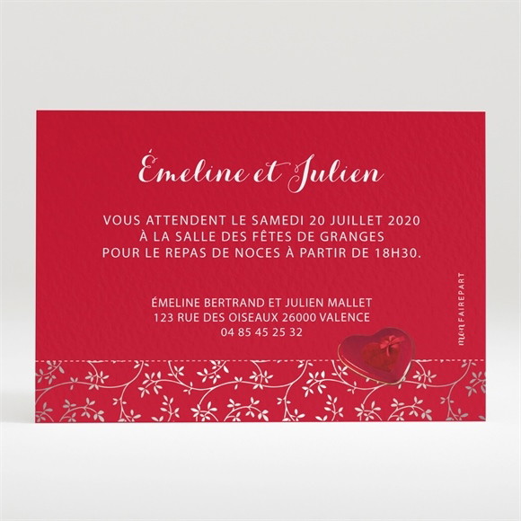 Carton d'invitation mariage Aux couleurs de notre amour réf.N120222